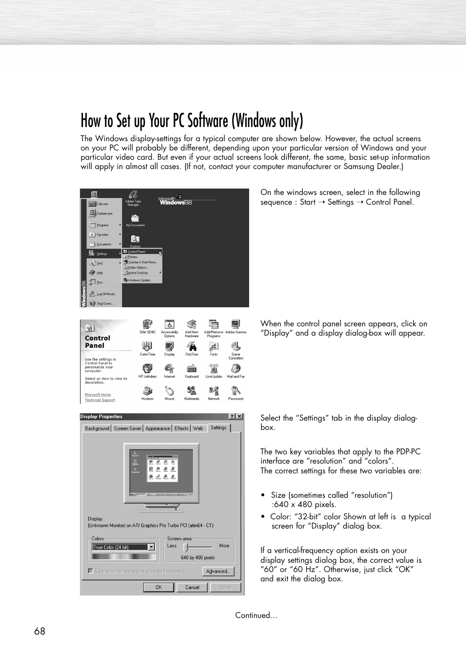 How to set up your pc software (windows only) | Samsung SPP4231X-XAC User Manual | Page 68 / 104
