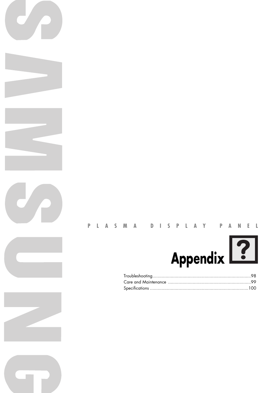Appendix | Samsung SPP4231X-XAC User Manual | Page 97 / 104