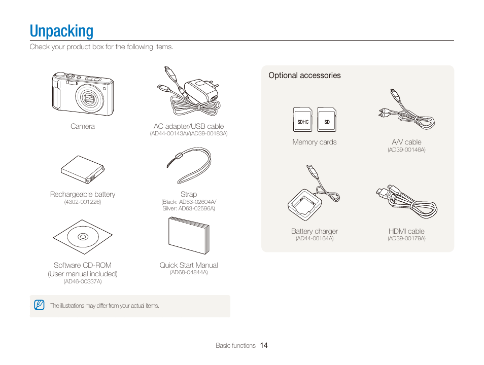Unpacking | Samsung EC-TL350ZBPBUS User Manual | Page 15 / 133