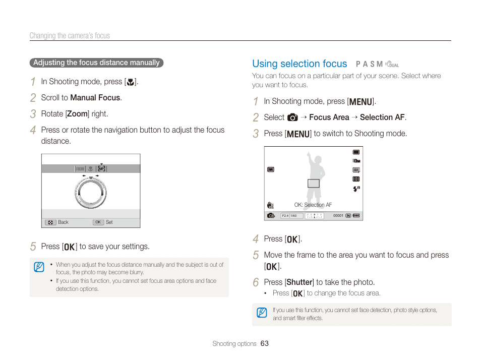 Using selection focus, Using selection focus ………………………… 63 | Samsung EC-TL350ZBPBUS User Manual | Page 64 / 133