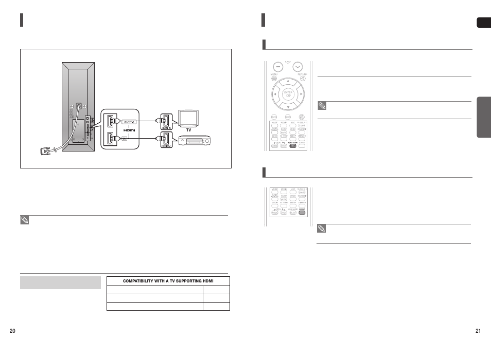 Connecting the hdmi in/out, Hdmi function, Connecting the hdmi in/out hdmi function | Hdmi audio on/off function, Resolution selection | Samsung HT-TXQ120T-XAA User Manual | Page 11 / 36