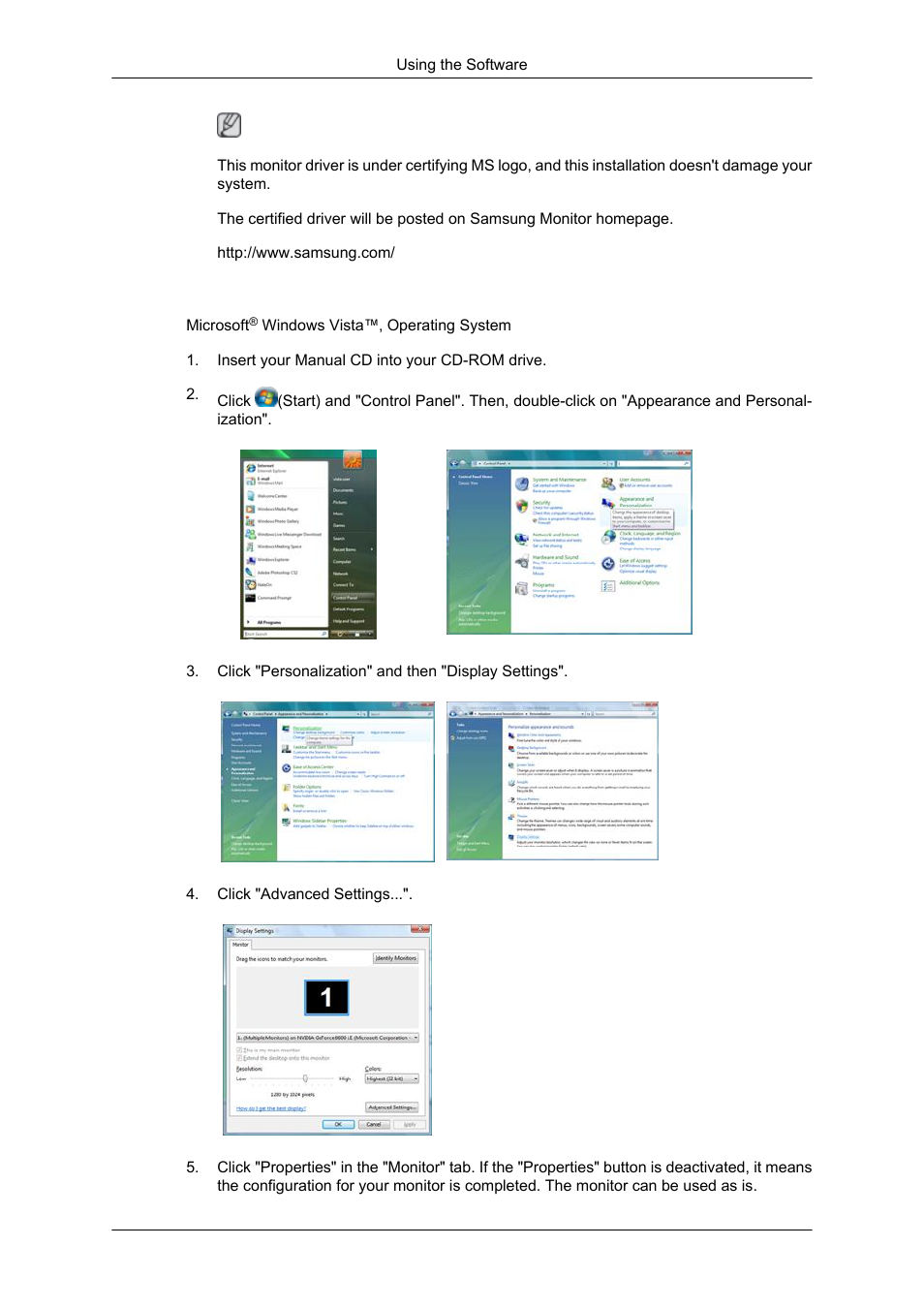 Installing the monitor driver (manual) | Samsung LS17CMNSFLZD User Manual | Page 18 / 81
