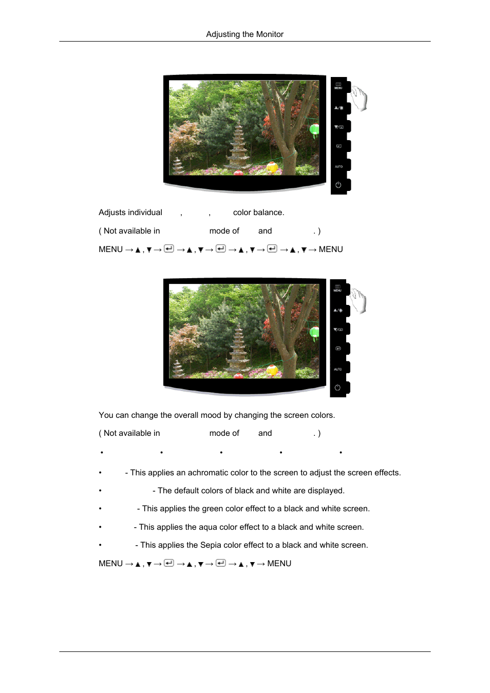 Color control, Color effect | Samsung LS17CMNSFLZD User Manual | Page 46 / 81