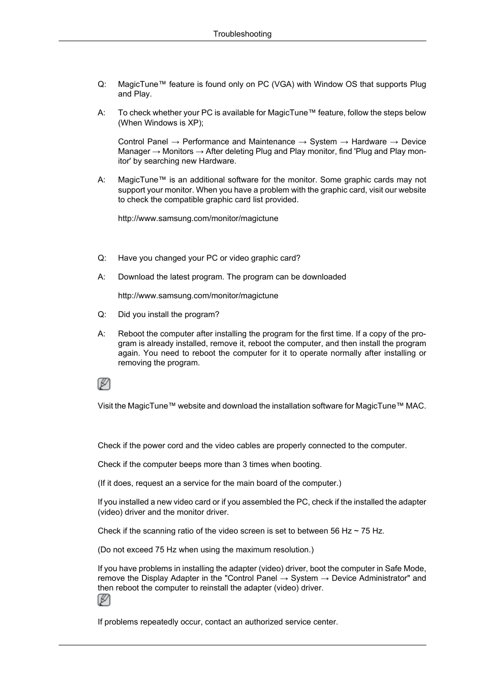 Check when magictune™ does not function properly, Magictune™ doesn't work properly | Samsung LS17CMNSFLZD User Manual | Page 62 / 81