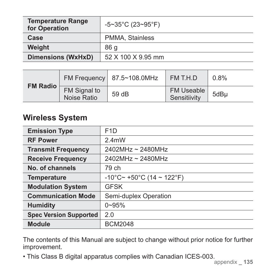 Wireless system | Samsung YP-P2JCB-XAA User Manual | Page 135 / 138