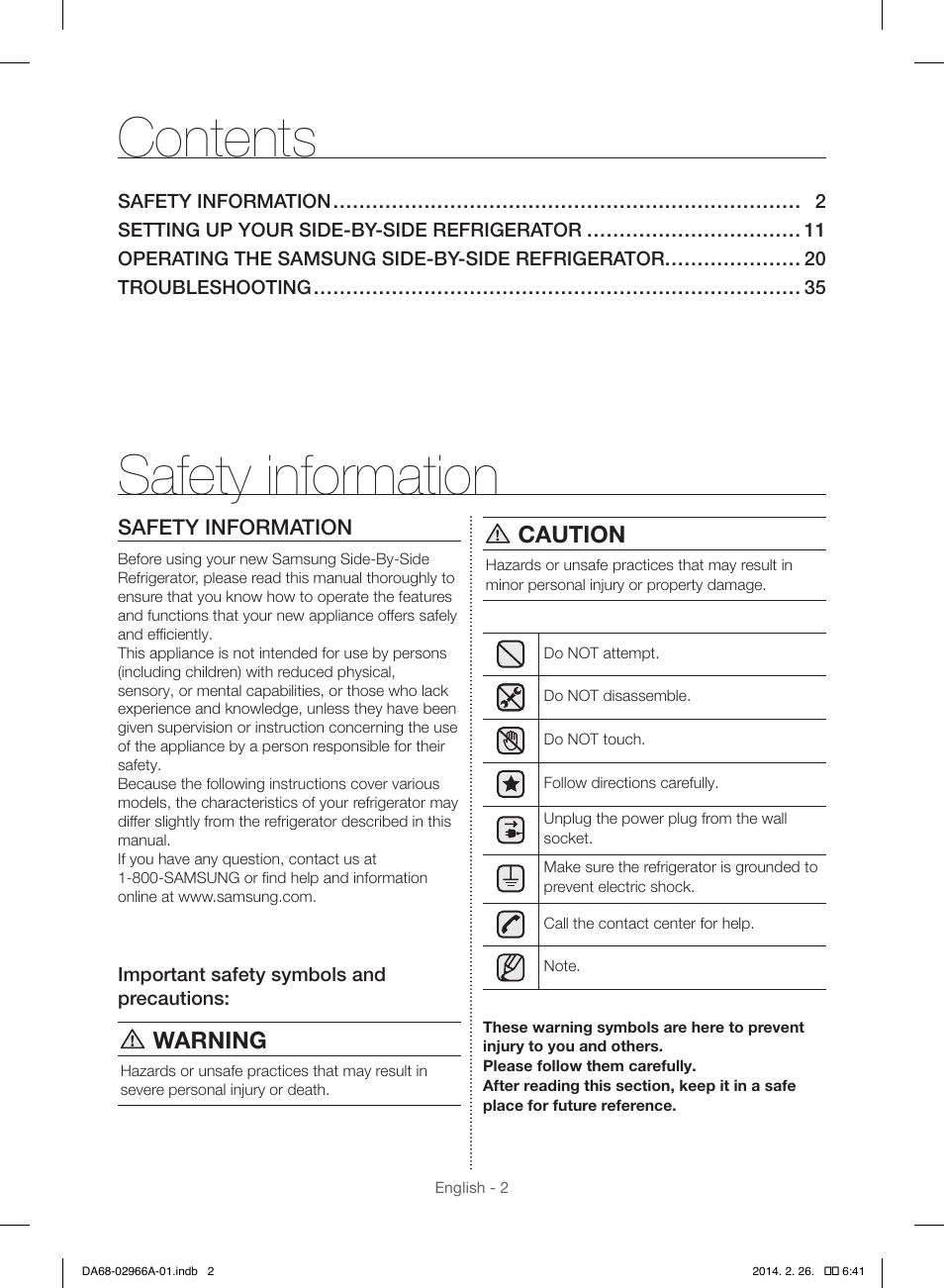 Samsung RS22HDHPNBC-AA User Manual | Page 2 / 116