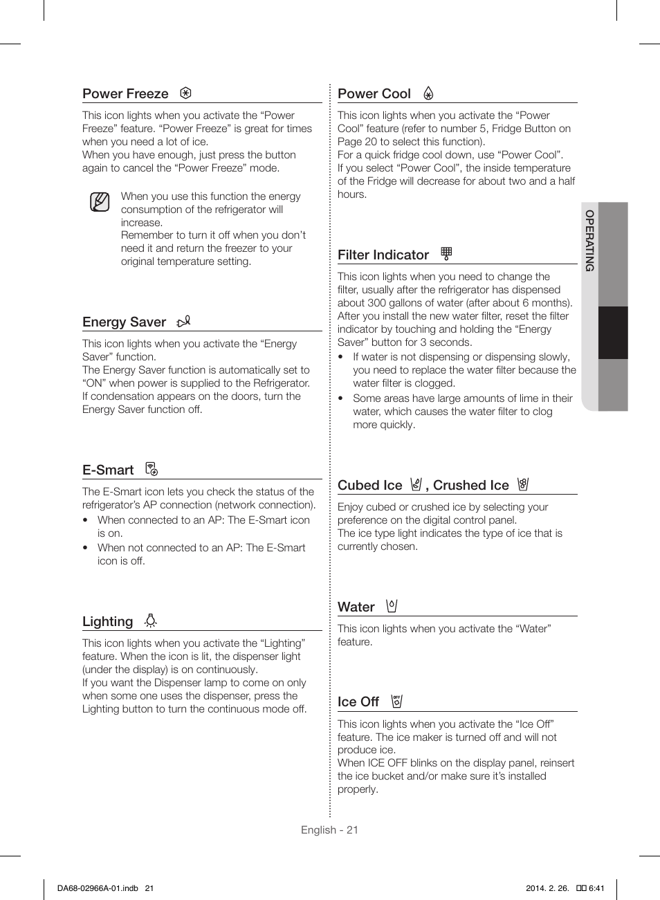 Samsung RS22HDHPNBC-AA User Manual | Page 21 / 116