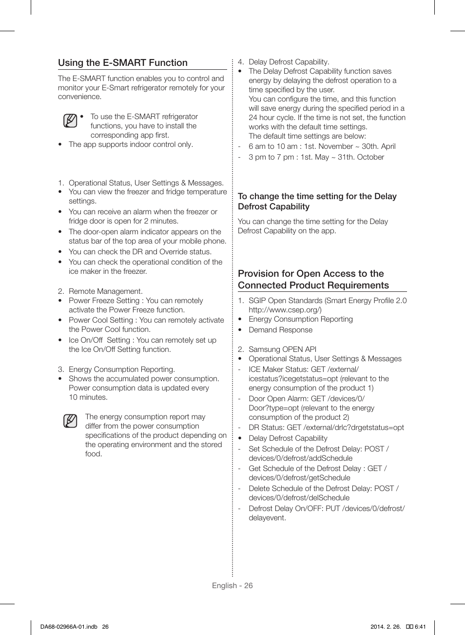 Using the e-smart function | Samsung RS22HDHPNBC-AA User Manual | Page 26 / 116
