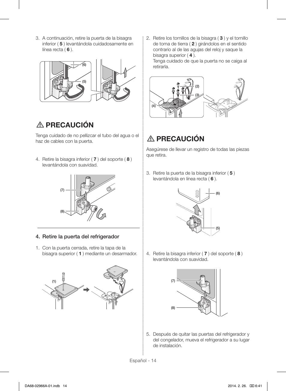 Precaución | Samsung RS22HDHPNBC-AA User Manual | Page 54 / 116