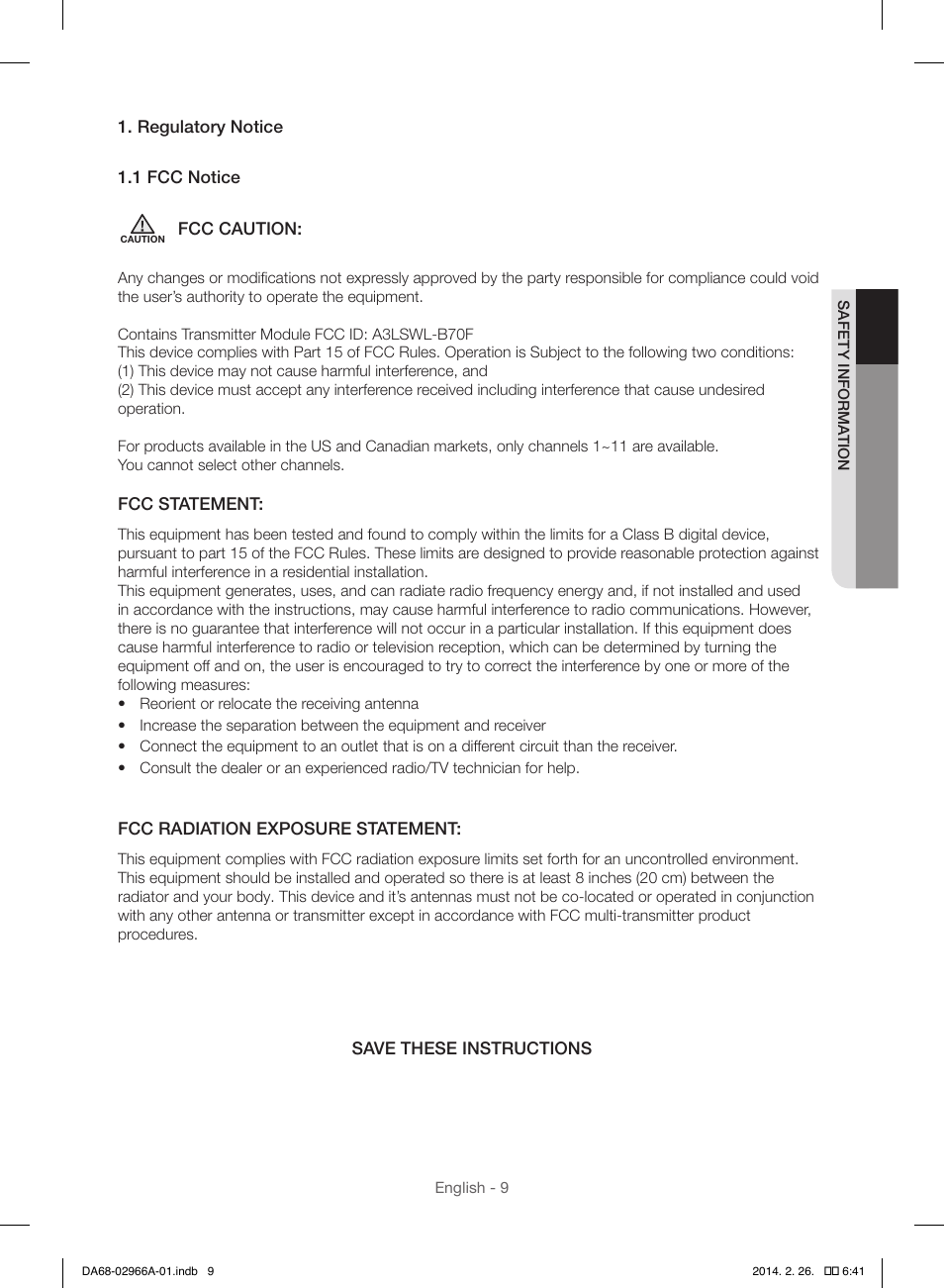 Samsung RS22HDHPNBC-AA User Manual | Page 9 / 116