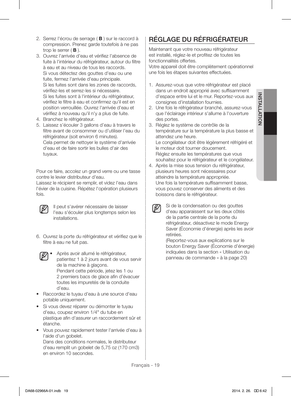 Réglage du réfrigérateur | Samsung RS22HDHPNBC-AA User Manual | Page 97 / 116