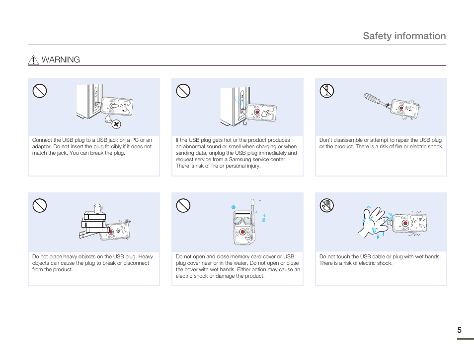 Safety information, Warning | Samsung HMX-W200TN-XAA User Manual | Page 11 / 93