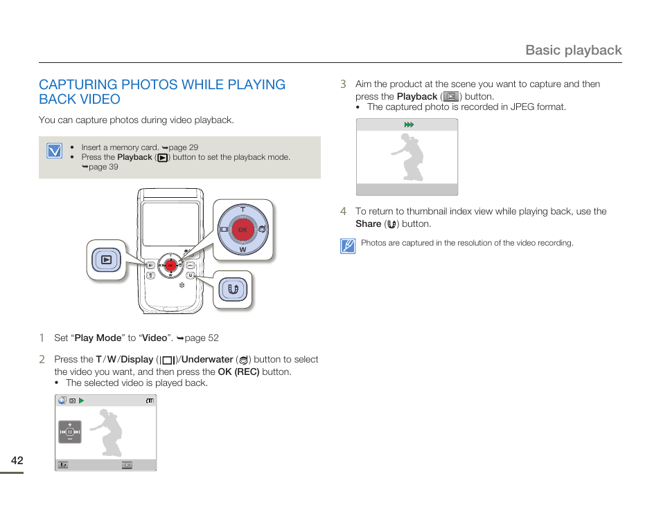 Capturing photos while playing back video | Samsung HMX-W200TN-XAA User Manual | Page 48 / 93