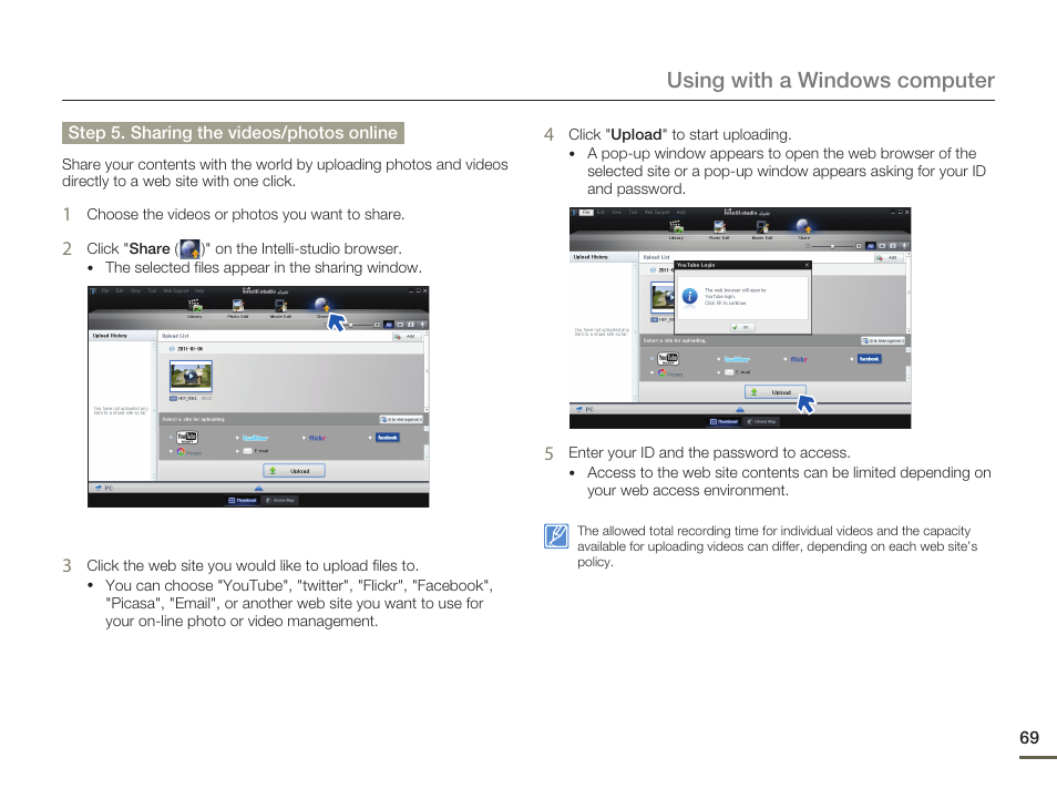 Using with a windows computer | Samsung HMX-W200TN-XAA User Manual | Page 75 / 93