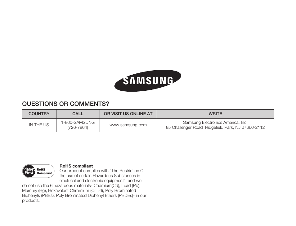 Questions or comments | Samsung HMX-W200TN-XAA User Manual | Page 93 / 93