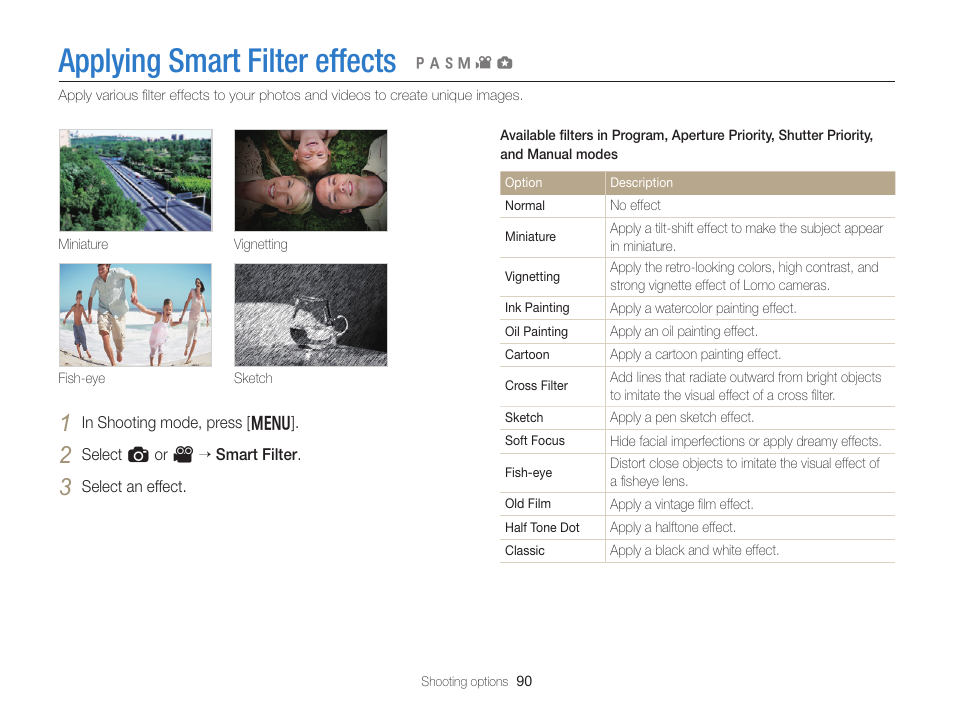 Applying smart filter effects | Samsung EC-EX2FZZBPBUS User Manual | Page 91 / 193