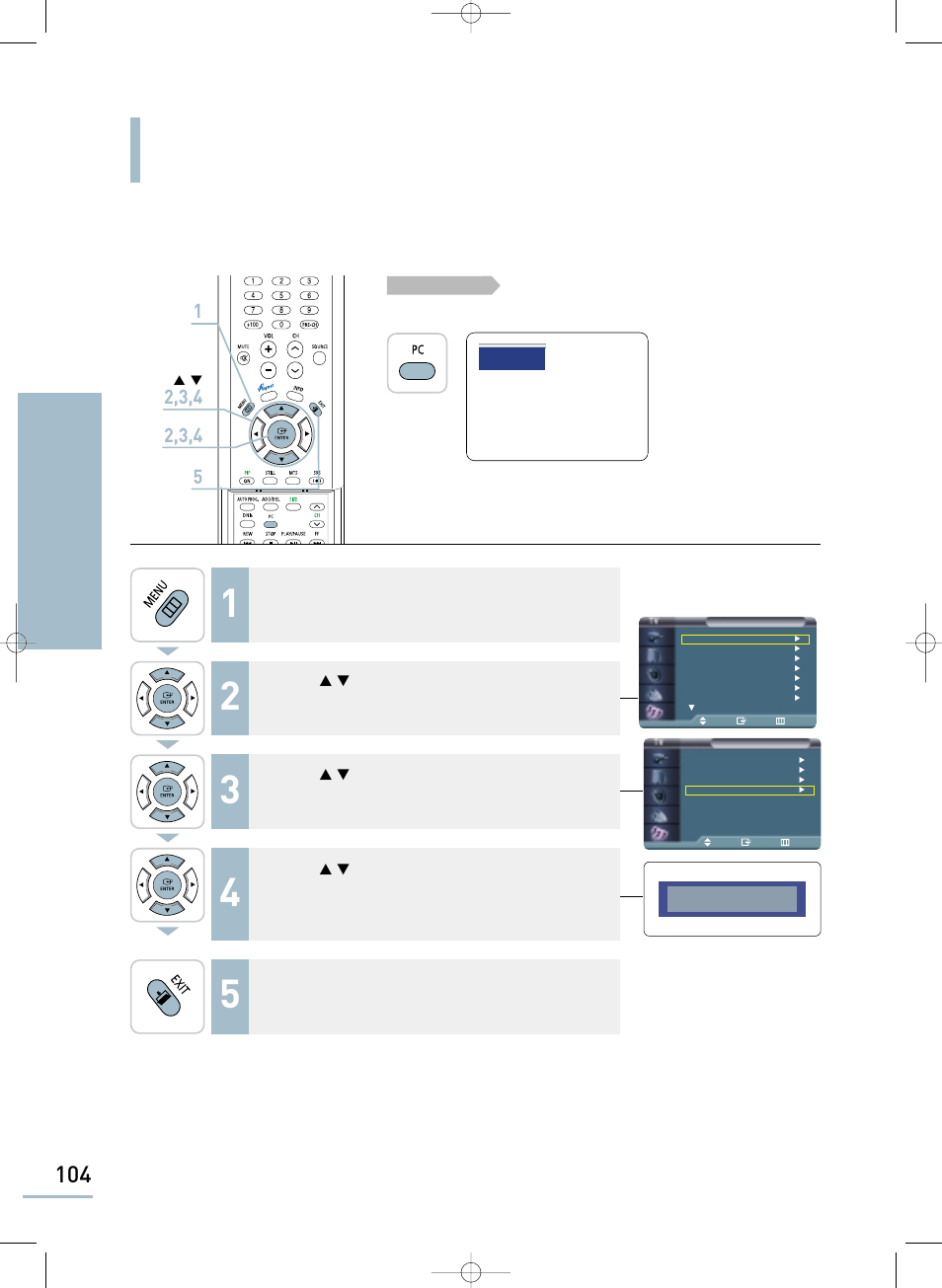 Auto screen adjustment, Connecting to a pc auto screen adjustment | Samsung LTP468WX-XAA User Manual | Page 106 / 126