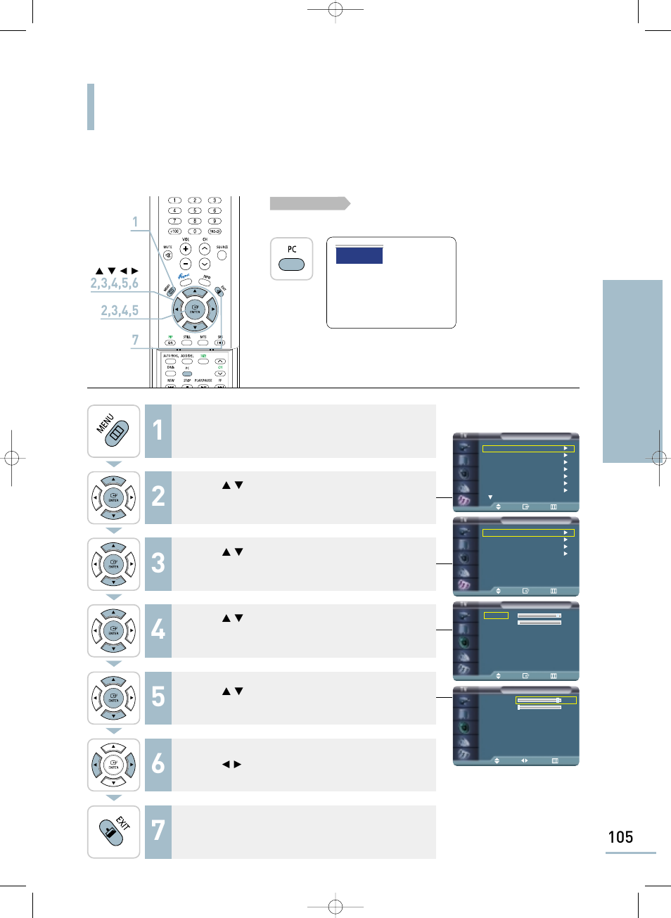 Adjusting the frequency, Connecting to a pc adjusting the frequency | Samsung LTP468WX-XAA User Manual | Page 107 / 126