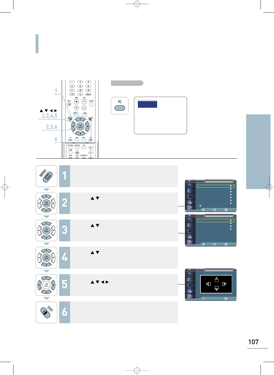 Adjusting the screen position, Connecting to a pc adjusting the screen position | Samsung LTP468WX-XAA User Manual | Page 109 / 126