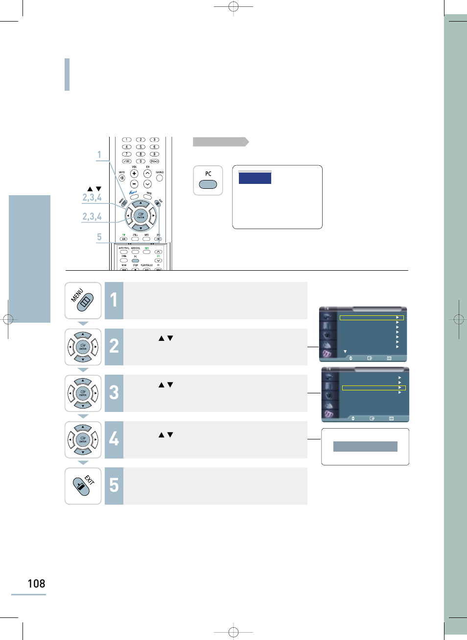 Initializing the screen settings | Samsung LTP468WX-XAA User Manual | Page 110 / 126