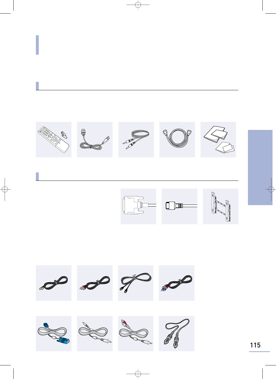 Accessories and items sold separately, Items sold separately | Samsung LTP468WX-XAA User Manual | Page 117 / 126