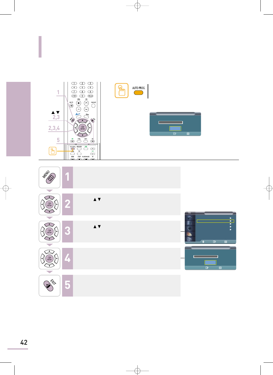 Storing channels automatically | Samsung LTP468WX-XAA User Manual | Page 44 / 126