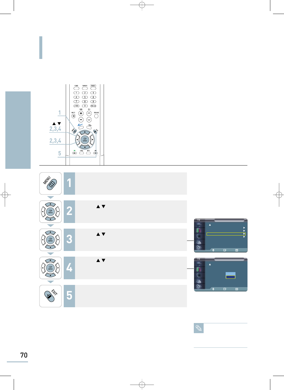 Film mode setup, Setting the picture film mode setup | Samsung LTP468WX-XAA User Manual | Page 72 / 126