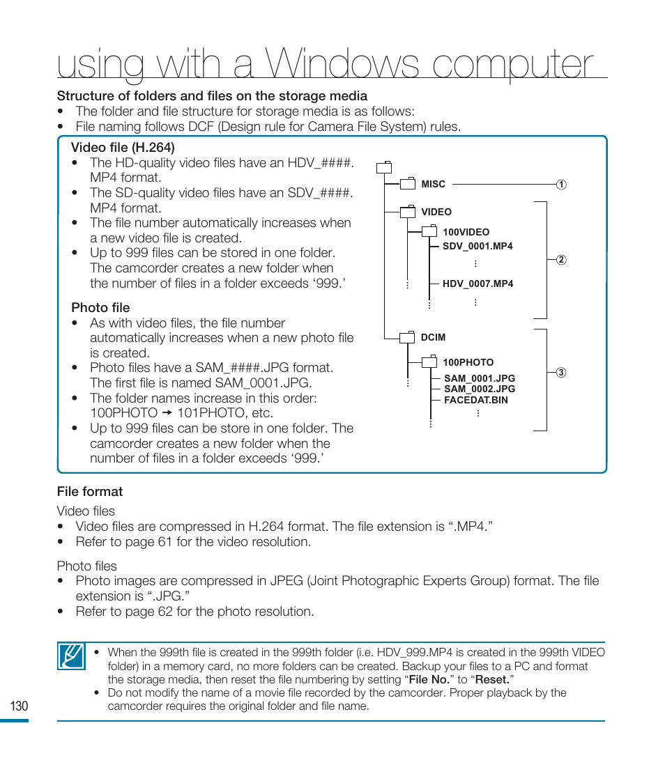 Using with a windows computer | Samsung HMX-M20BN-XAA User Manual | Page 134 / 147