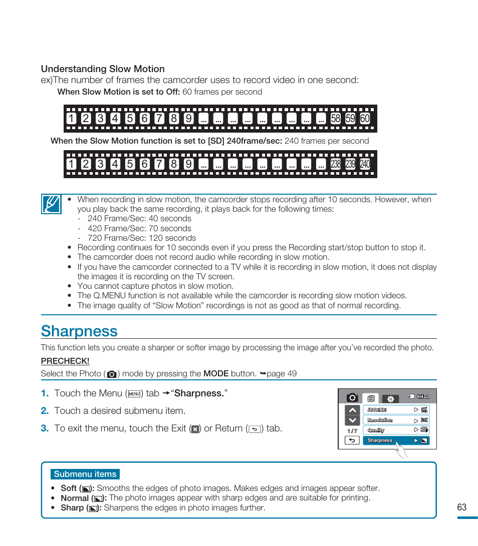 Sharpness | Samsung HMX-M20BN-XAA User Manual | Page 67 / 147