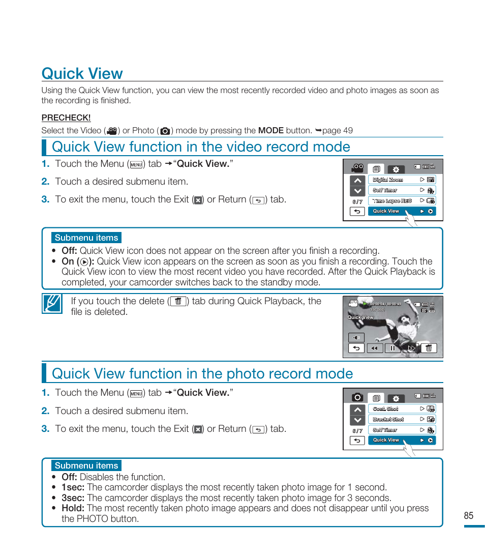 Quick view | Samsung HMX-M20BN-XAA User Manual | Page 89 / 147