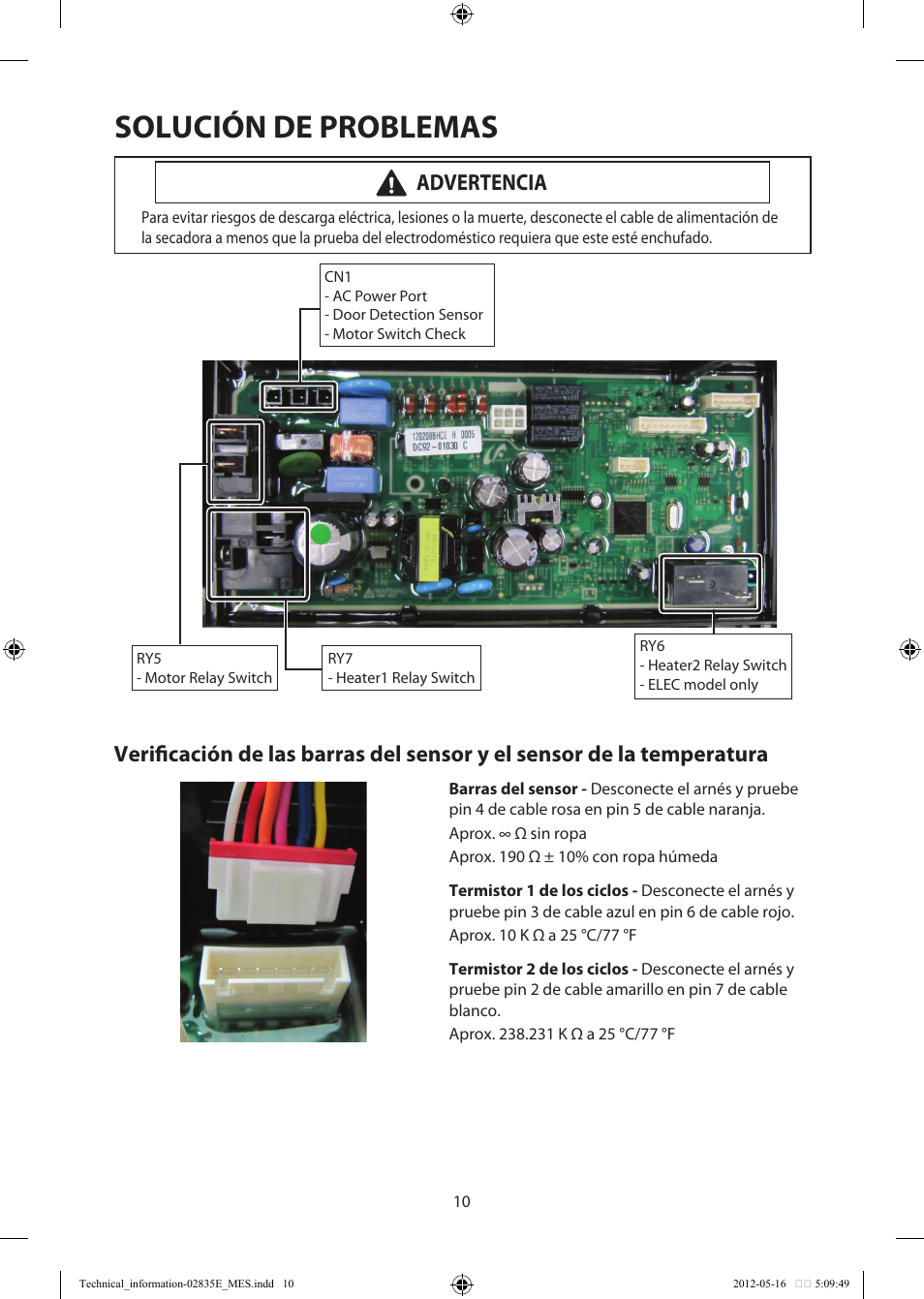 Solución de problemas, Advertencia | Samsung DV435GTGJRA-A1 User Manual | Page 22 / 36