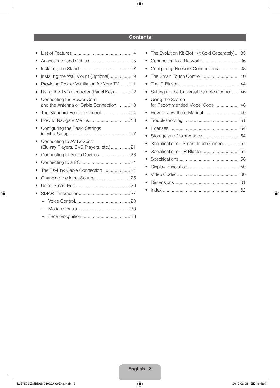 Samsung UN46ES7500FXZA User Manual | Page 3 / 64