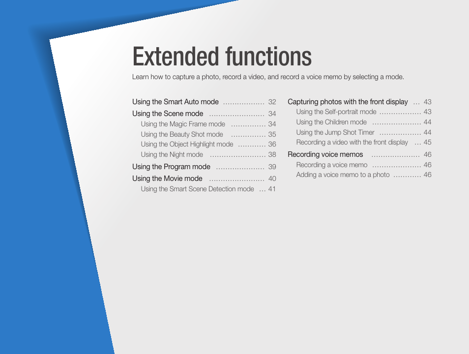 Extended functions | Samsung EC-PL120ZBPBUS User Manual | Page 32 / 127