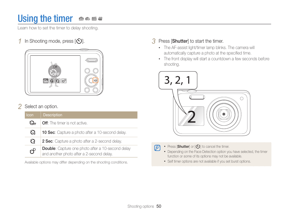 Using the timer | Samsung EC-PL120ZBPBUS User Manual | Page 51 / 127