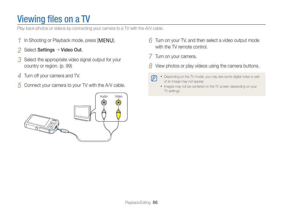 Viewing files on a tv, Viewing ﬁles on a tv | Samsung EC-PL120ZBPBUS User Manual | Page 87 / 127