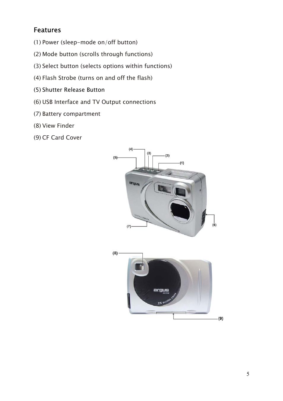 Argus Camera DC2250 User Manual | Page 5 / 11