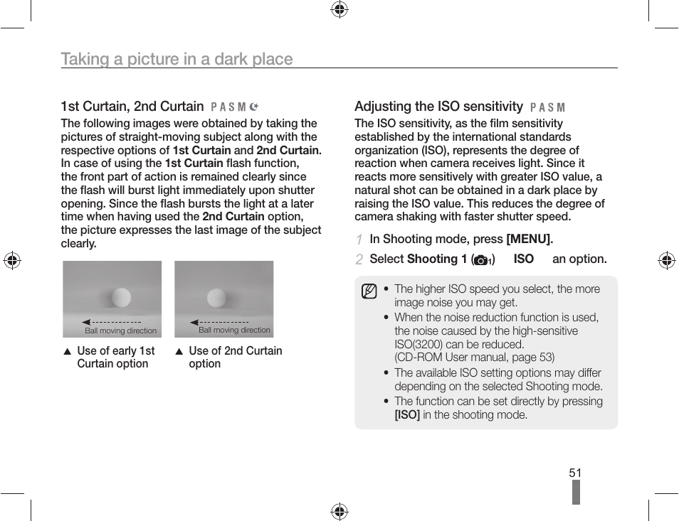 Taking a picture in a dark place | Samsung ES-NX10ZZSEB User Manual | Page 51 / 100