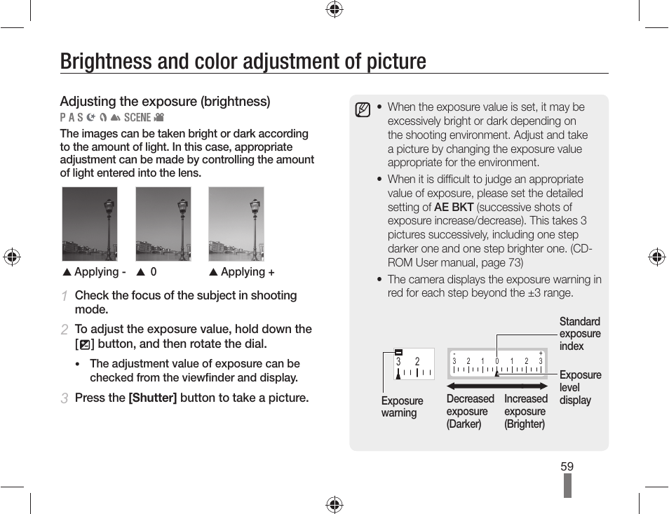 Brightness and color adjustment of picture | Samsung ES-NX10ZZSEB User Manual | Page 59 / 100