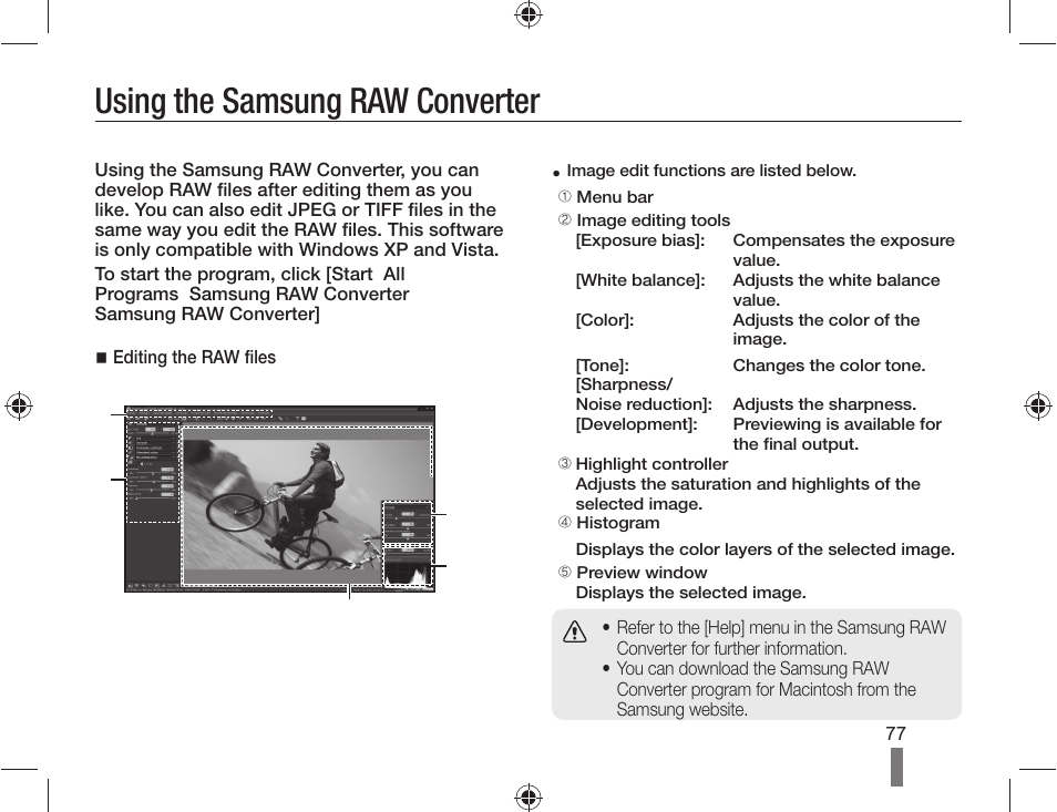 Using the samsung raw converter | Samsung ES-NX10ZZSEB User Manual | Page 77 / 100