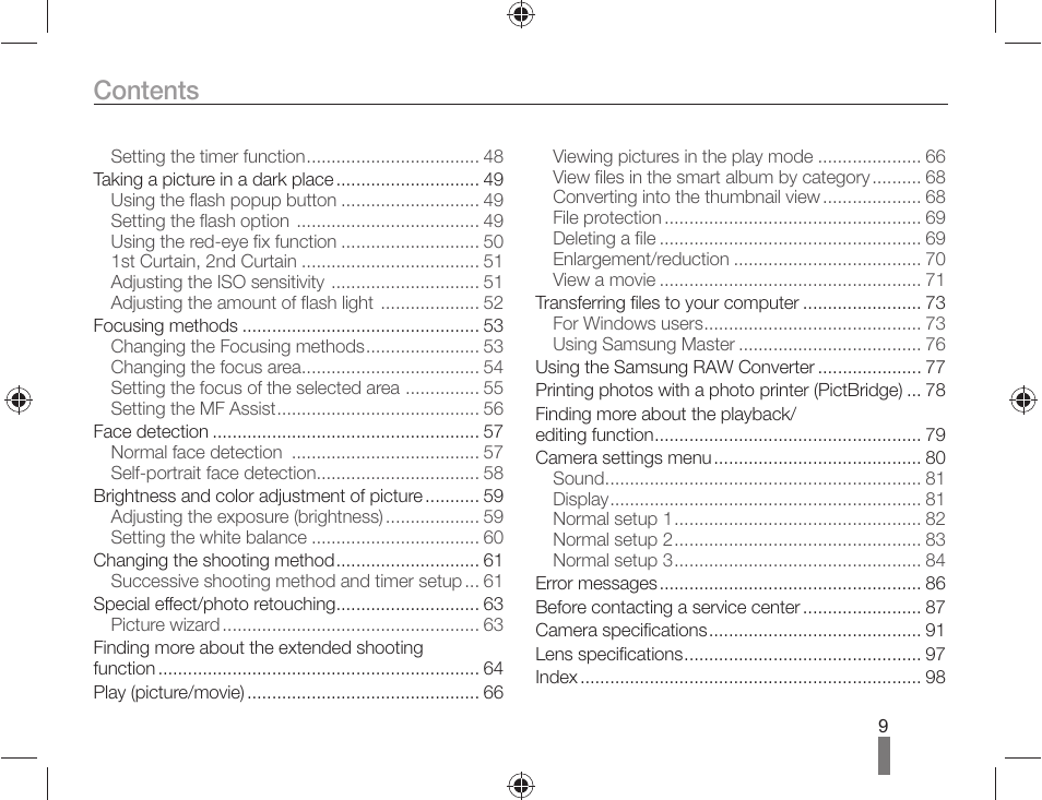 Samsung ES-NX10ZZSEB User Manual | Page 9 / 100