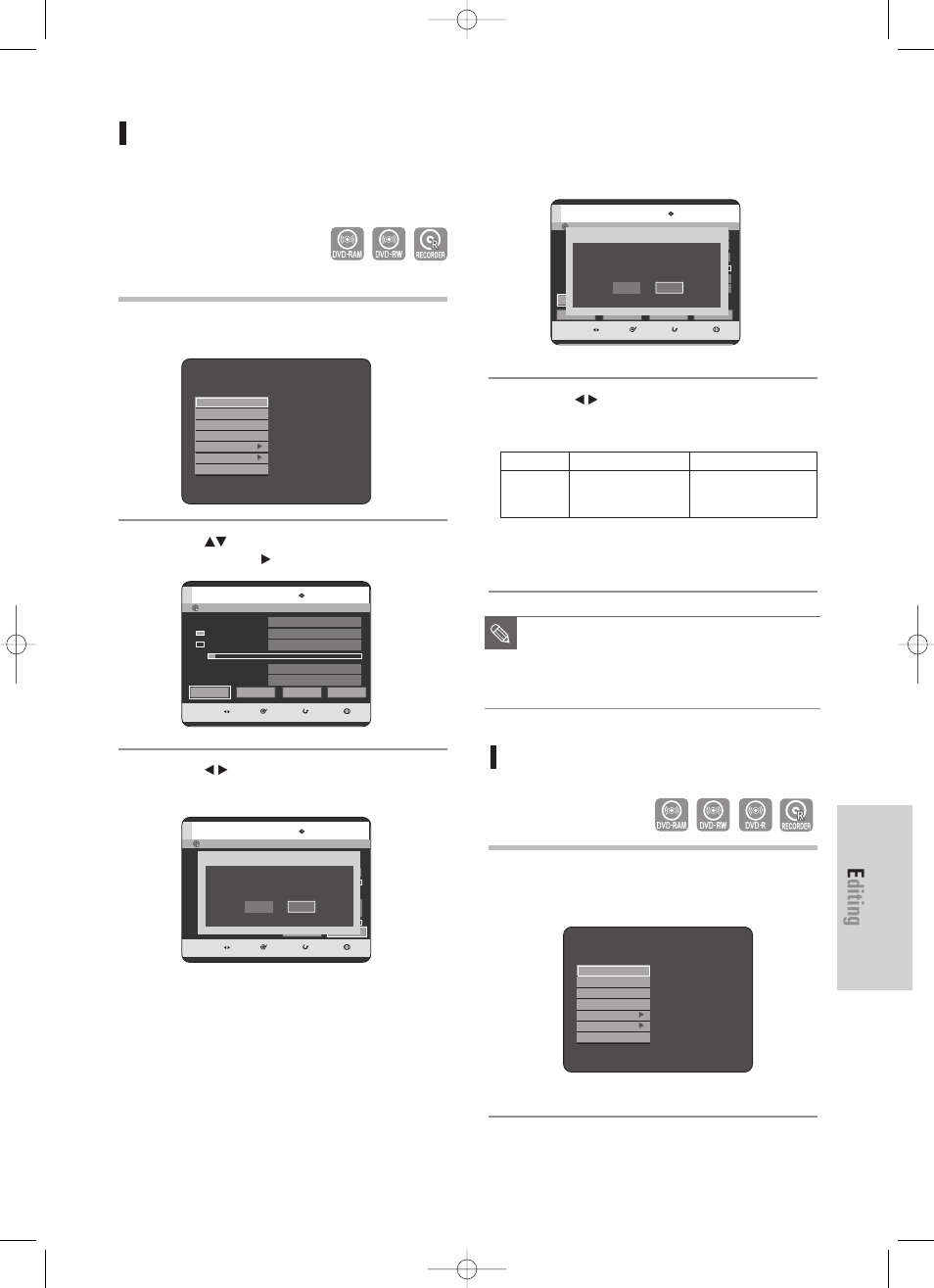 Editing, English - 105, Formatting a disc | Delete all title lists | Samsung DVD-TR520-XAA User Manual | Page 105 / 115