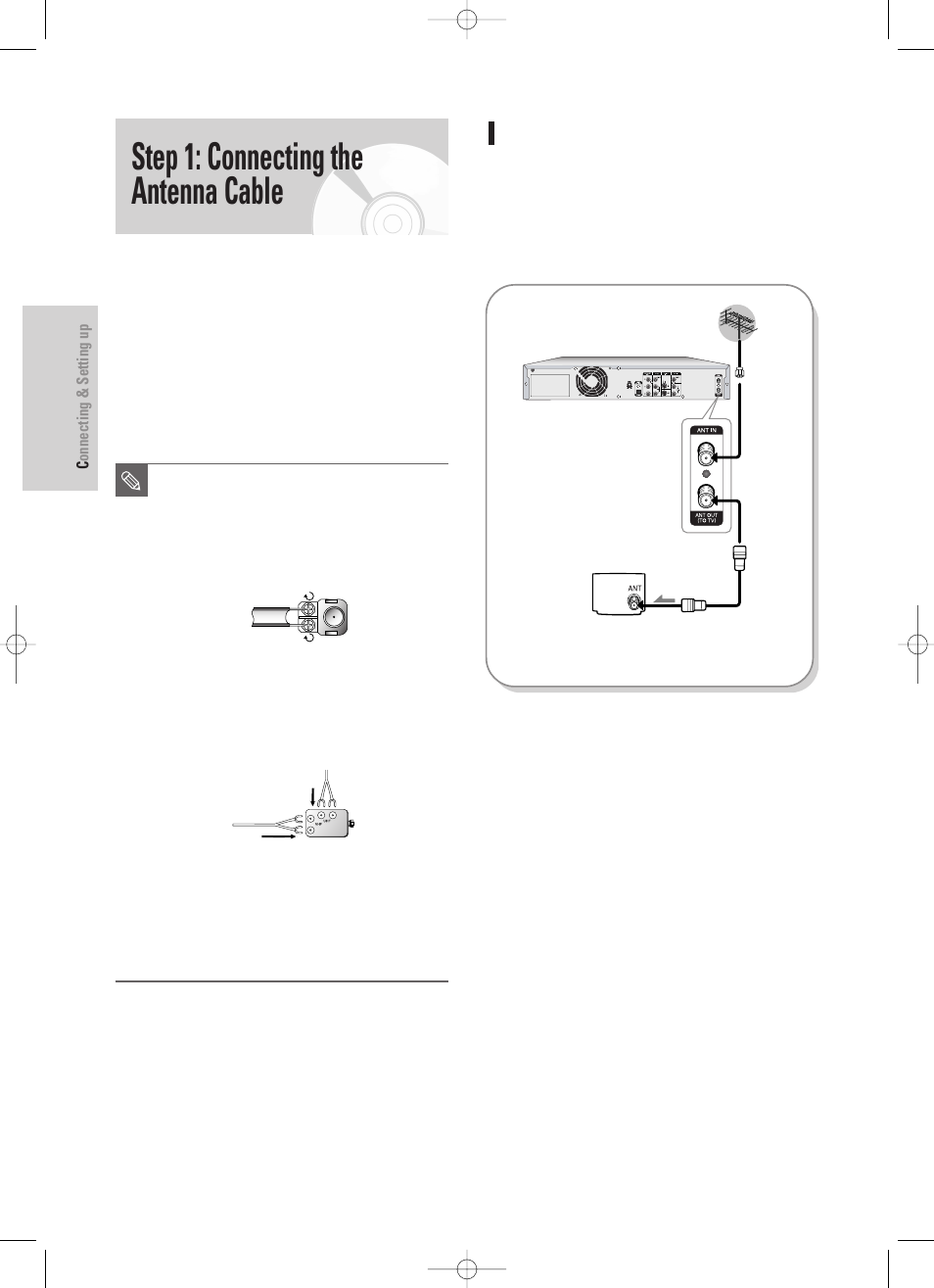 Step 1: connecting the antenna cable, 18 - english | Samsung DVD-TR520-XAA User Manual | Page 18 / 115