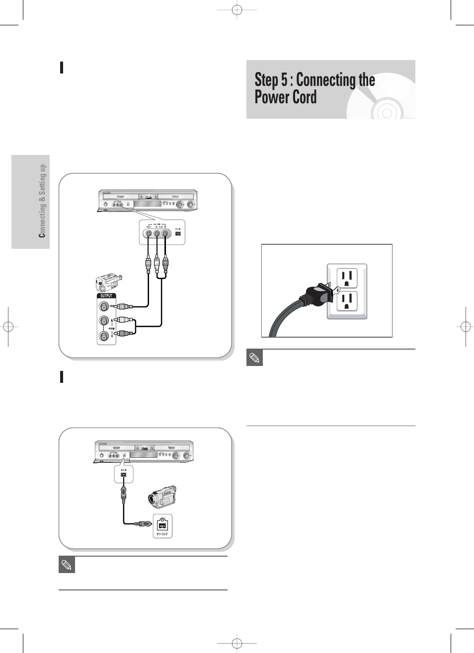 Step 5 : connecting the power cord | Samsung DVD-TR520-XAA User Manual | Page 24 / 115