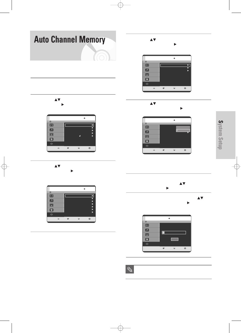 Auto channel memory, System setup, English - 29 | Samsung DVD-TR520-XAA User Manual | Page 29 / 115