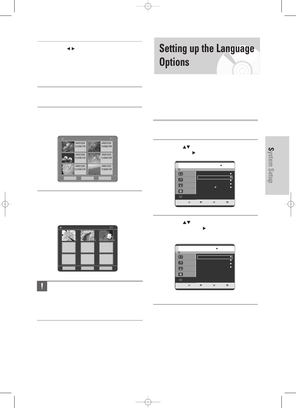 Setting up the language options, System setup, English - 35 | Samsung DVD-TR520-XAA User Manual | Page 35 / 115