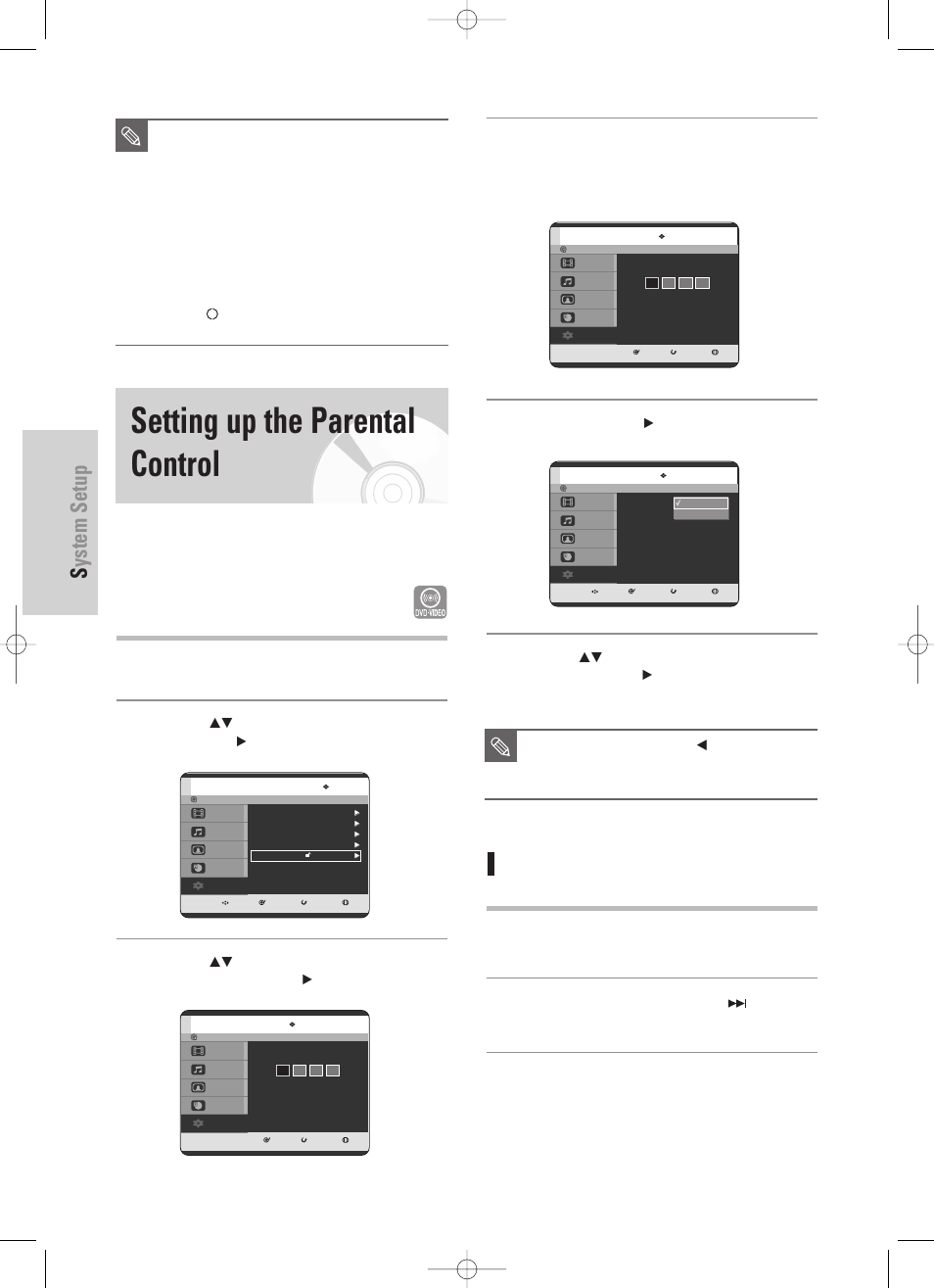 Setting up the parental control, System setup, 40 - english | If you forgot your password | Samsung DVD-TR520-XAA User Manual | Page 40 / 115