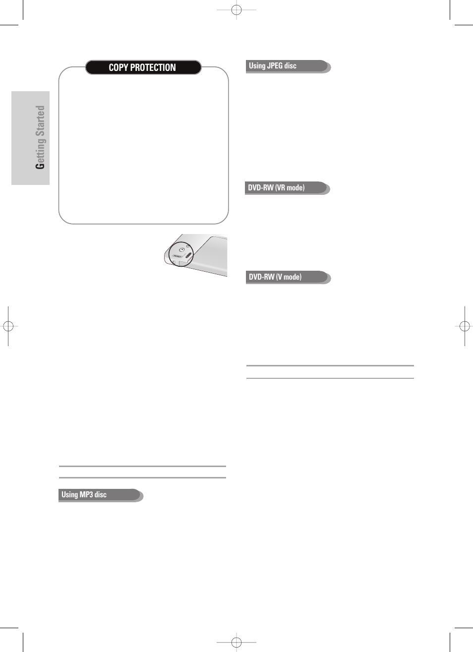Getting started, 6 - english, Copy protection | Samsung DVD-TR520-XAA User Manual | Page 6 / 115