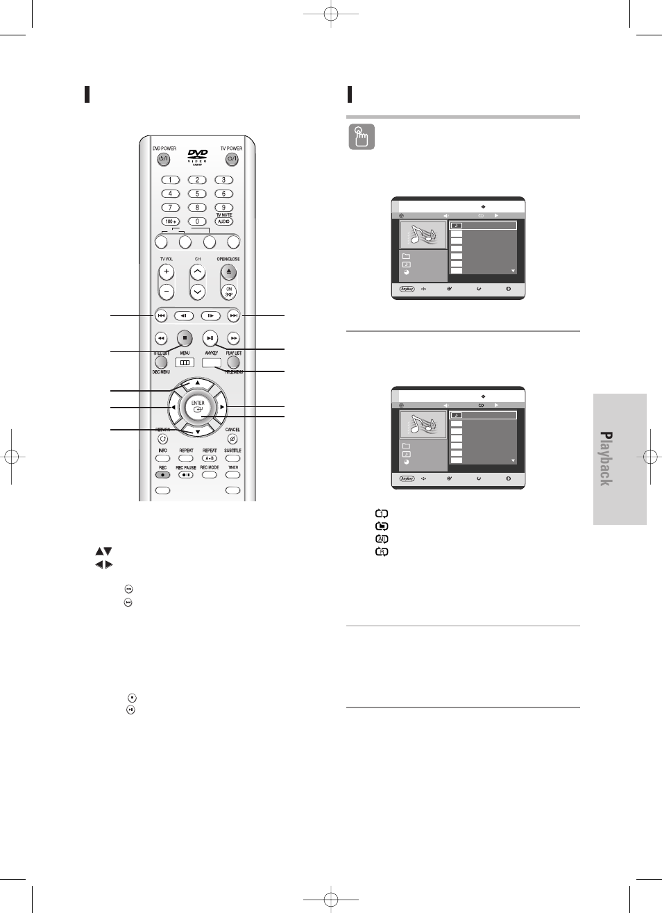 Playback, English - 63, Repeat cd (cd-da) & mp3 | Using the repeat button | Samsung DVD-TR520-XAA User Manual | Page 63 / 115