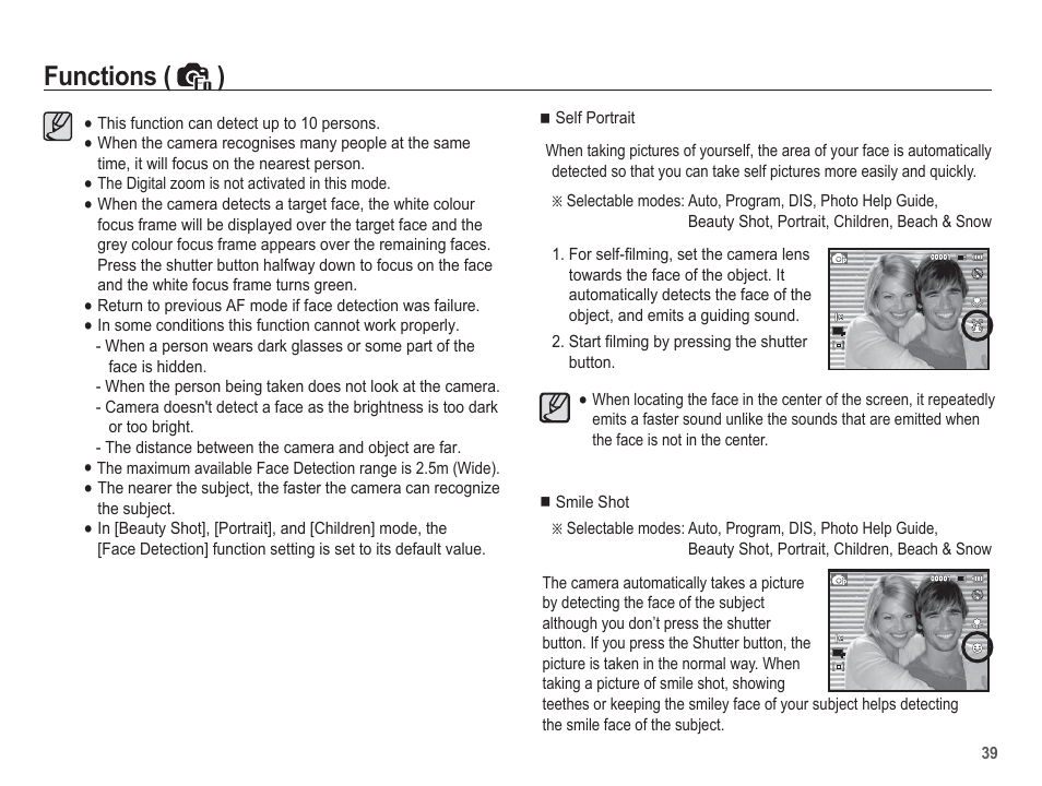 Functions ( ) | Samsung EC-SL502ZBPBUS User Manual | Page 40 / 103
