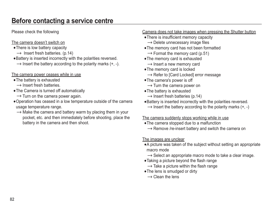 Before contacting a service centre | Samsung EC-SL502ZBPBUS User Manual | Page 83 / 103